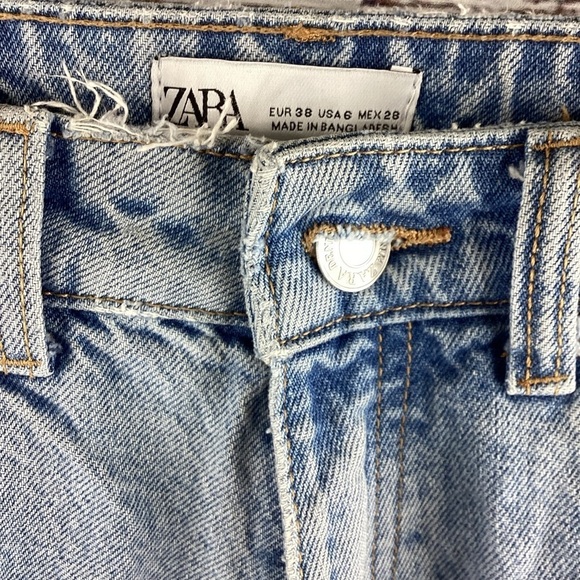 ZARA SIZE 6 28 BLUE WASH MOM JEANS HI RISE PANTS GUC - Picture 6 of 10